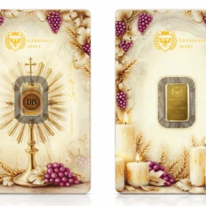 Sztabka złota 1 g Germania Mint Au 999.9 przód i tył