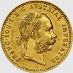 Austriacki Dukat 1915 Nowe Bicie złota moneta Au 986 awers Franciszek Józef I