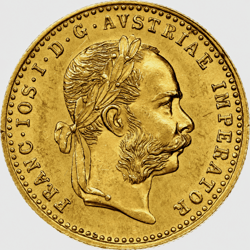 Austriacki Dukat 1915 Nowe Bicie złota moneta Au 986 awers Franciszek Józef I